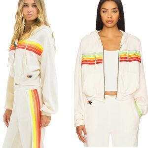 Newest style and color!   Aviator Nation 5 stripe cropped zip hoodie XS.